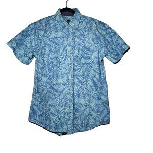 Santa Barbara Polo & Racquet Club‎ Blue Hawaiian Print Button-Down Shirt Large